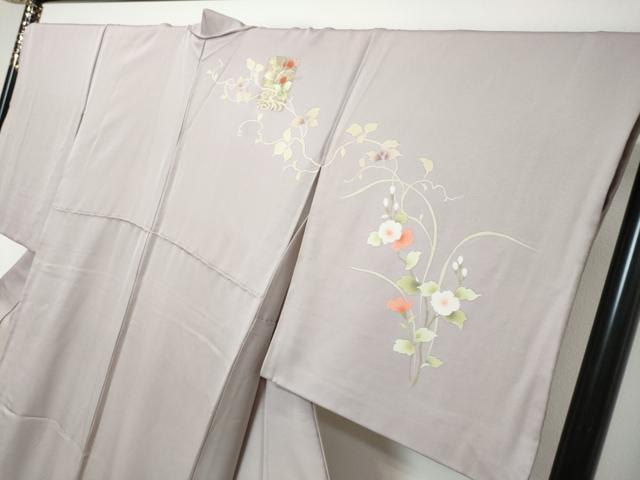 平和屋着物●訪問着　駒刺繍　色紙重ね草花文　暈し染め　金彩　正絹　逸品　DABI9985ud