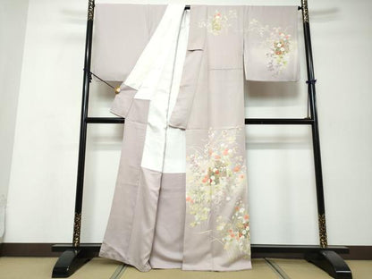 平和屋着物●訪問着　駒刺繍　色紙重ね草花文　暈し染め　金彩　正絹　逸品　DABI9985ud