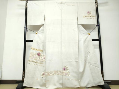 平和屋着物●西陣　京の名門　じゅらく謹製　帝王紫　訪問着　駒刺繍　横段吉祥花文　金彩　正絹　逸品　DABI9986ud