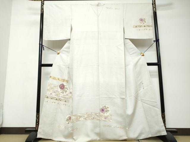 平和屋着物●西陣　京の名門　じゅらく謹製　帝王紫　訪問着　駒刺繍　横段吉祥花文　金彩　正絹　逸品　DABI9986ud