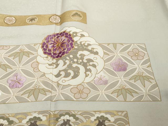 平和屋着物●西陣　京の名門　じゅらく謹製　帝王紫　訪問着　駒刺繍　横段吉祥花文　金彩　正絹　逸品　DABI9986ud