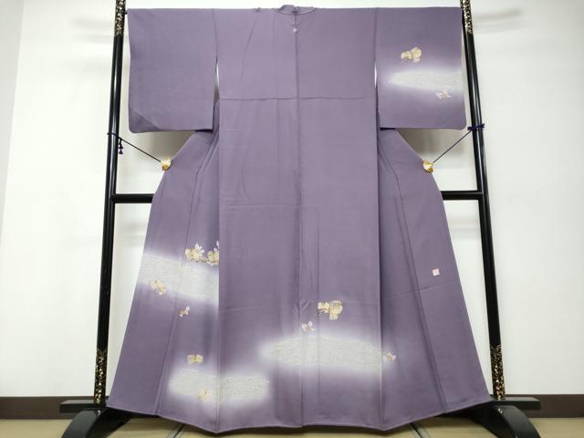 平和屋着物●訪問着　作家物　流水草花文　暈し染め　金彩　正絹　逸品　DABI9989ud