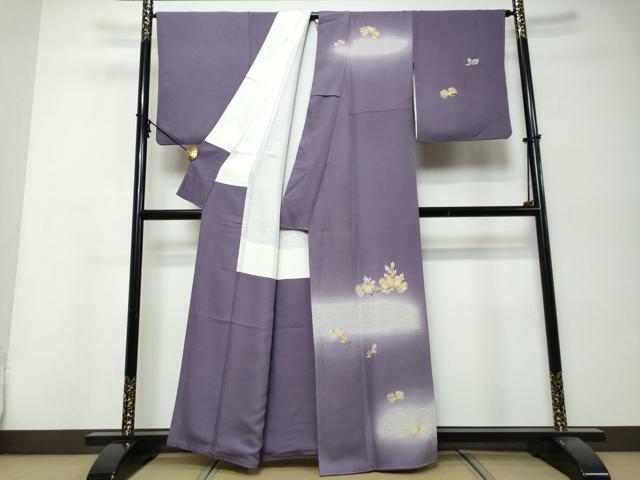 平和屋着物●訪問着　作家物　流水草花文　暈し染め　金彩　正絹　逸品　DABI9989ud
