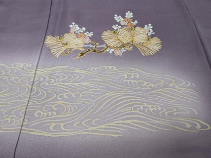 平和屋着物●訪問着　作家物　流水草花文　暈し染め　金彩　正絹　逸品　DABI9989ud