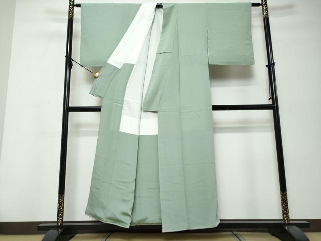 平和屋着物●ファッションデザイナー　HIROKO KOSHINO　コシノヒロコ監修　色無地　山葵色　正絹　逸品　DABI9995ud