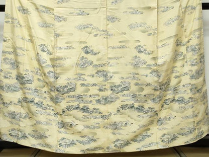 平和屋着物●本場大島紬　訪問着　エ霞風景草花文　正絹　逸品　DABI9997ud