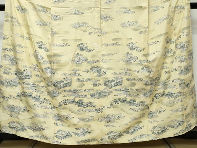 平和屋着物●本場大島紬　訪問着　エ霞風景草花文　正絹　逸品　DABI9997ud