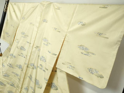 平和屋着物●本場大島紬　訪問着　エ霞風景草花文　正絹　逸品　DABI9997ud