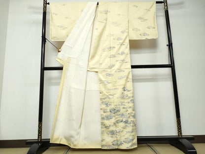 平和屋着物●本場大島紬　訪問着　エ霞風景草花文　正絹　逸品　DABI9997ud
