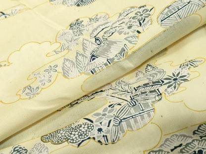 平和屋着物●本場大島紬　訪問着　エ霞風景草花文　正絹　逸品　DABI9997ud