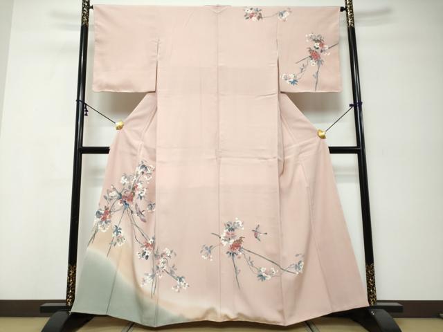 平和屋着物●訪問着　花鳥文　暈し染め　正絹　逸品　DABI9998ud