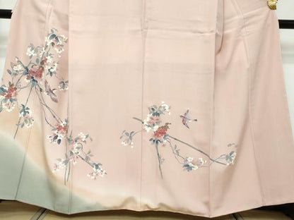 平和屋着物●訪問着　花鳥文　暈し染め　正絹　逸品　DABI9998ud