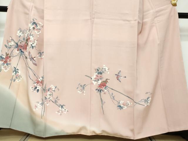 平和屋着物●訪問着　花鳥文　暈し染め　正絹　逸品　DABI9998ud