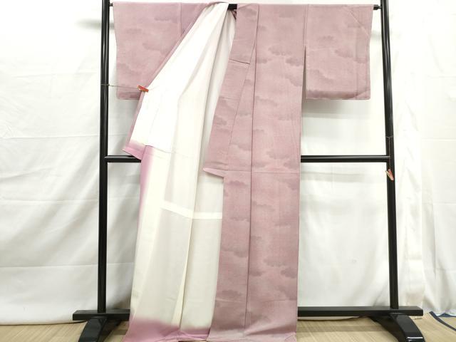 平和屋着物■上質な小紋　作家物　霞雲文　暈し染め　鬼しぼ縮緬　正絹　逸品　DABJ0002qa