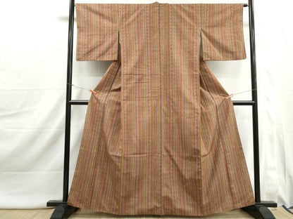 平和屋着物■上質な紬　抽象間道　正絹　逸品　DABJ0006qa