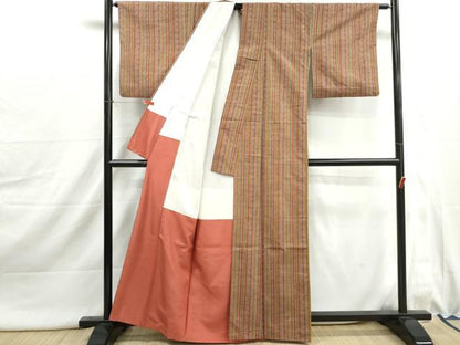 平和屋着物■上質な紬　抽象間道　正絹　逸品　DABJ0006qa