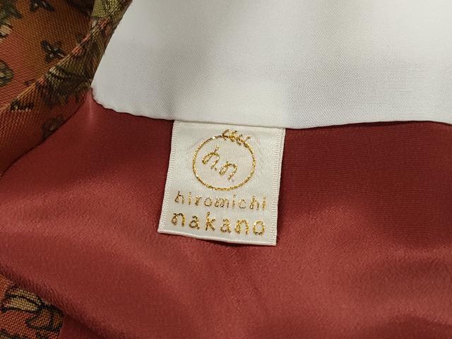 平和屋着物■ファッションブランド　hiromichi nakano　ヒロミチナカノ　小紋　紬地　切嵌更紗花文　正絹　逸品　DABJ0007qa