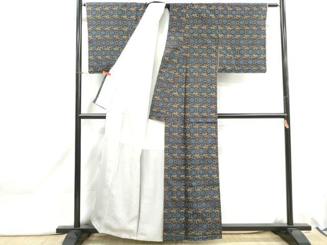平和屋着物■上質な紬　蜀江花文　正絹　逸品　DABJ0008qa