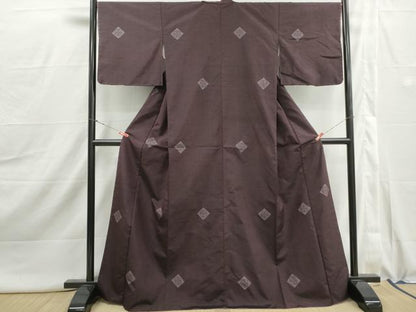 平和屋着物■上質な紬　抽象菱文　正絹　逸品　DABJ0009qa