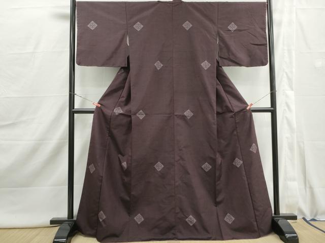 平和屋着物■上質な紬　抽象菱文　正絹　逸品　DABJ0009qa