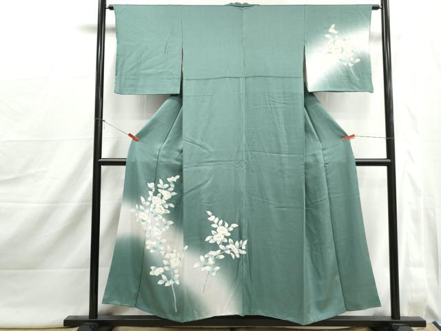 平和屋着物■訪問着　刺繍　枝花文　暈し染め　銀糸　正絹　逸品　DABJ0012qa