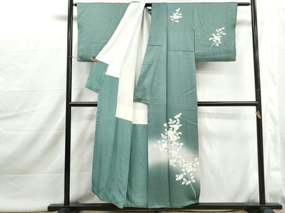 平和屋着物■訪問着　刺繍　枝花文　暈し染め　銀糸　正絹　逸品　DABJ0012qa