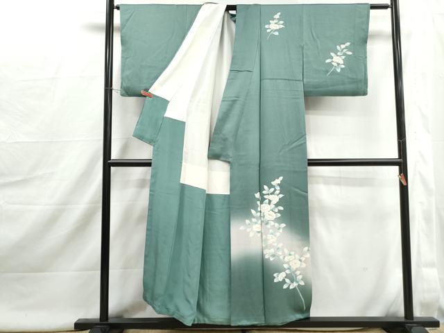 平和屋着物■訪問着　刺繍　枝花文　暈し染め　銀糸　正絹　逸品　DABJ0012qa