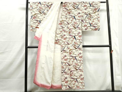 平和屋着物■上質な小紋　型染め　花唐草文　正絹　逸品　DABJ0013qa