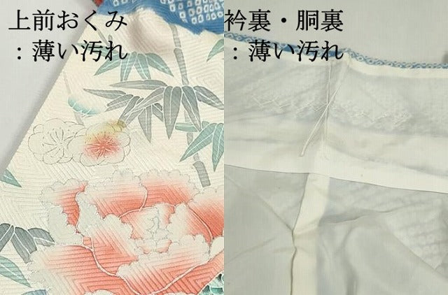 平和屋着物■豪華振袖　駒刺繍　絞り　孔雀花文　牡丹　暈し染め　銀彩　正絹　逸品　DABJ0015qa