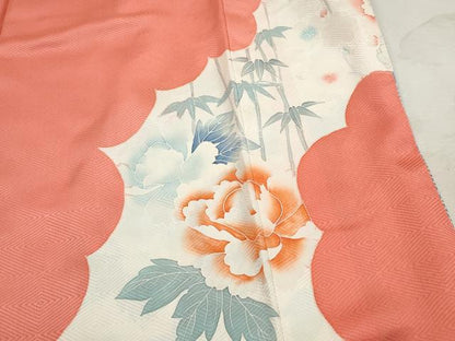 平和屋着物■豪華振袖　駒刺繍　絞り　孔雀花文　牡丹　暈し染め　銀彩　正絹　逸品　DABJ0015qa