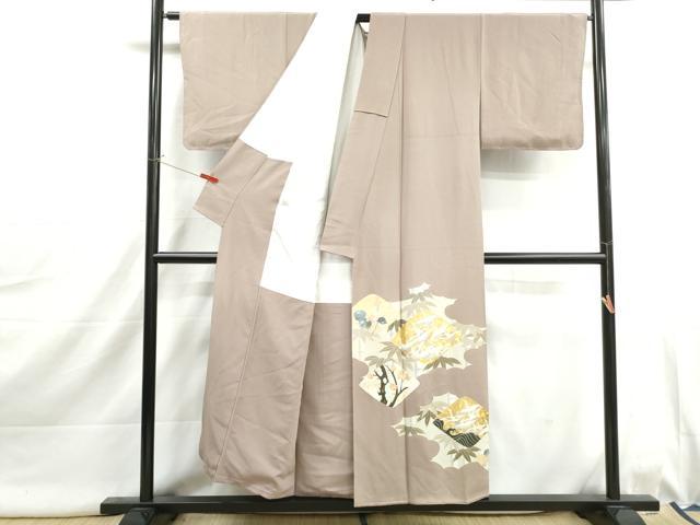 平和屋着物■豪華色留袖　駒刺繍　群鶴笹竹文　金彩　正絹　逸品　DABJ0018qa