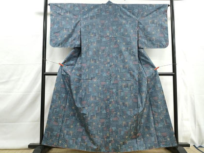 平和屋着物■本場大島紬　7マルキ　幾何学文　正絹　逸品　DABJ0020qa