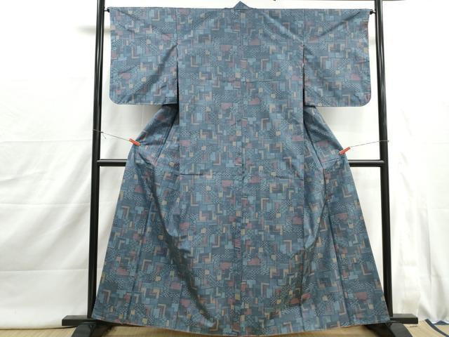平和屋着物■本場大島紬　7マルキ　幾何学文　正絹　逸品　DABJ0020qa