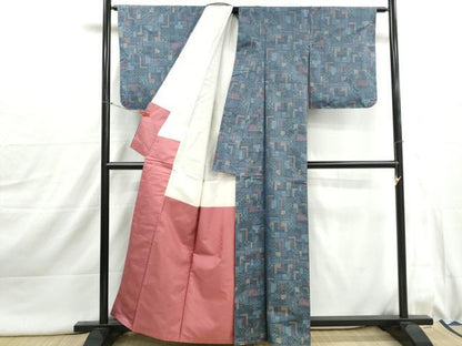 平和屋着物■本場大島紬　7マルキ　幾何学文　正絹　逸品　DABJ0020qa