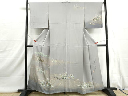 平和屋着物■訪問着　作家物　駒刺繍　籬松文　舟　暈し染め　金彩　正絹　逸品　DABJ0022qa
