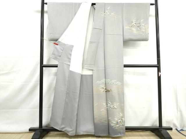 平和屋着物■訪問着　作家物　駒刺繍　籬松文　舟　暈し染め　金彩　正絹　逸品　DABJ0022qa