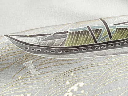 平和屋着物■訪問着　作家物　駒刺繍　籬松文　舟　暈し染め　金彩　正絹　逸品　DABJ0022qa