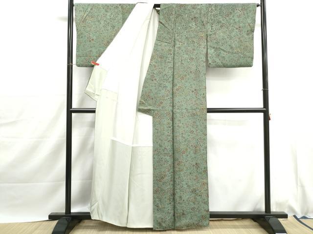 平和屋着物■上質な小紋　流水花唐草文　正絹　逸品　DABJ0026qa
