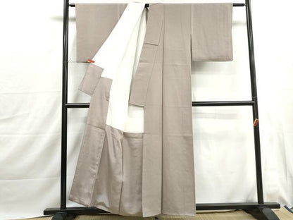 平和屋着物■上質な色無地　牡丹鼠色　正絹　逸品　DABJ0028qa