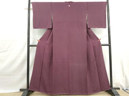 平和屋着物■上質な色無地　抽象地紋　似せ紫色　正絹　逸品　DABJ0031qa