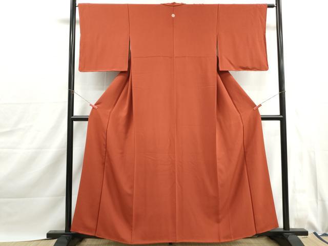 平和屋着物■上質な色無地　樺色　正絹　逸品　DABJ0032qa