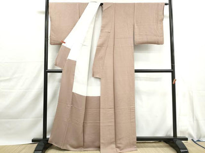 平和屋着物■上質な色無地　花唐草地紋　洗柿色　正絹　逸品　DABJ0034qa