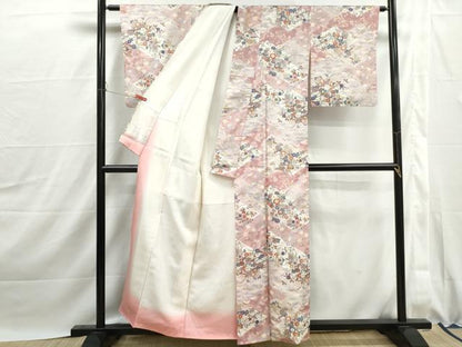 平和屋着物■上質な小紋　花松文　暈し染め　金彩　正絹　逸品　DABJ0037qa