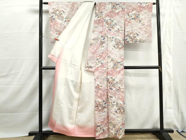 平和屋着物■上質な小紋　花松文　暈し染め　金彩　正絹　逸品　DABJ0037qa
