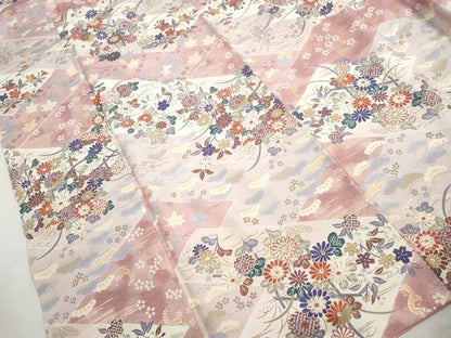 平和屋着物■上質な小紋　花松文　暈し染め　金彩　正絹　逸品　DABJ0037qa