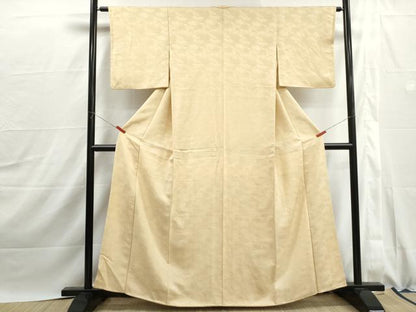 平和屋着物■上質な色無地　花青海波地紋　浅黄色　正絹　逸品　DABJ0039qa