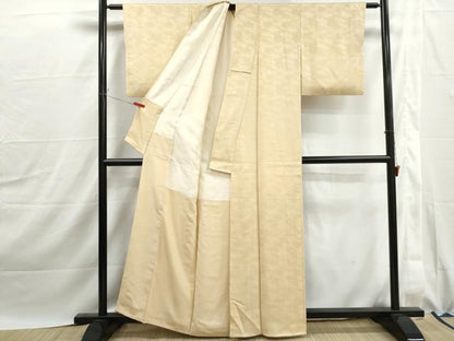 平和屋着物■上質な色無地　花青海波地紋　浅黄色　正絹　逸品　DABJ0039qa