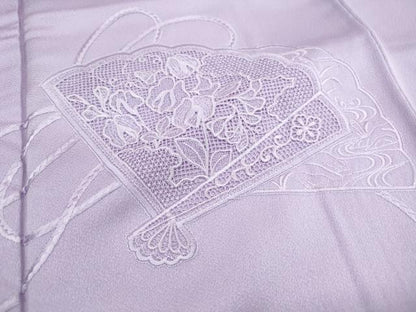 平和屋着物■中国三大刺繍　スワトウ刺繍　汕頭刺繍　総刺繍　色留袖　檜扇花文　薄葡萄色　正絹　逸品　DABJ0045qa