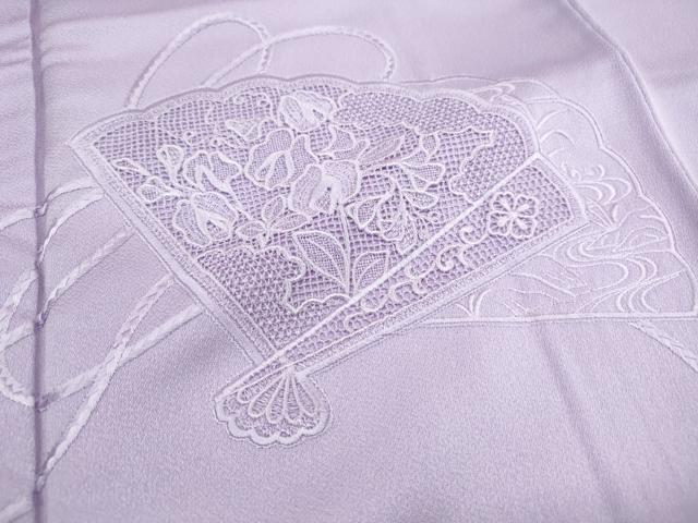 平和屋着物■中国三大刺繍　スワトウ刺繍　汕頭刺繍　総刺繍　色留袖　檜扇花文　薄葡萄色　正絹　逸品　DABJ0045qa