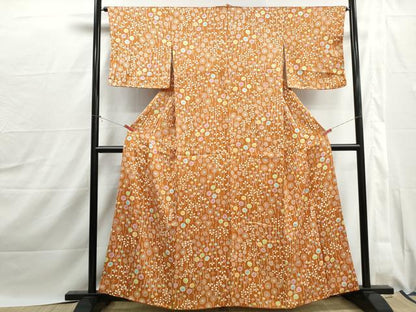 平和屋着物■上質な小紋　絞り　草花文　正絹　逸品　DABJ0046qa